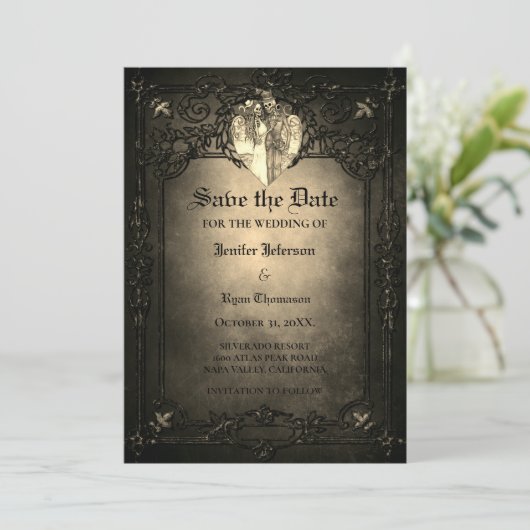 Gothic halloween wedding speichern Sie das Datum E Ankündigung (Stehend Vorderseite)