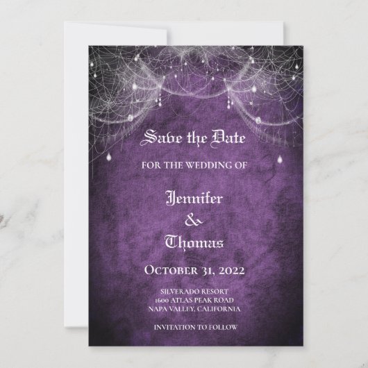 Gothic halloween wedding speichern Sie das Datum E Ankündigung (Vorderseite)