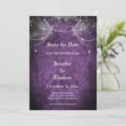 Gothic halloween wedding speichern Sie das Datum E Ankündigung (Stehend Vorderseite)