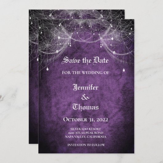 Gothic halloween wedding speichern Sie das Datum E Ankündigung (Vorne/Hinten)