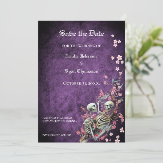 Gothic halloween wedding speichern Sie das Datum E Ankündigung (Stehend Vorderseite)