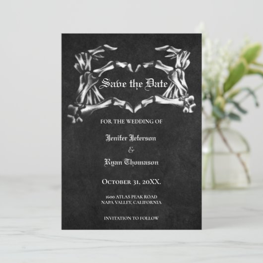 Gothic halloween wedding speichern Sie das Datum E Ankündigung (Stehend Vorderseite)