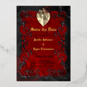 Gothic halloween wedding speichern Sie das Datum E Folieneinladung (Vorderseite)