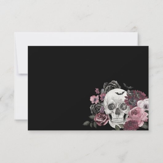 Gothic Halloween Wedding Spirit Board Black RSVP Karte (Rückseite)