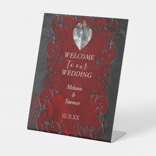 Gothic halloween wedding Welcome Plaque Sockelschild (Vorderseite)