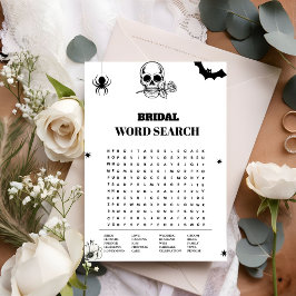 Gothic Halloween Weding Word Search Game Card Ankündigung