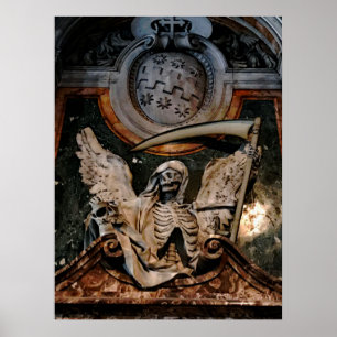 Gothic Halloween Winged Skeleton Poster