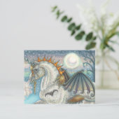 GOTHIC HALLOWEWEWEN UNICORN MIT BAT WINGS, HORSE POSTKARTE (Stehend Vorderseite)