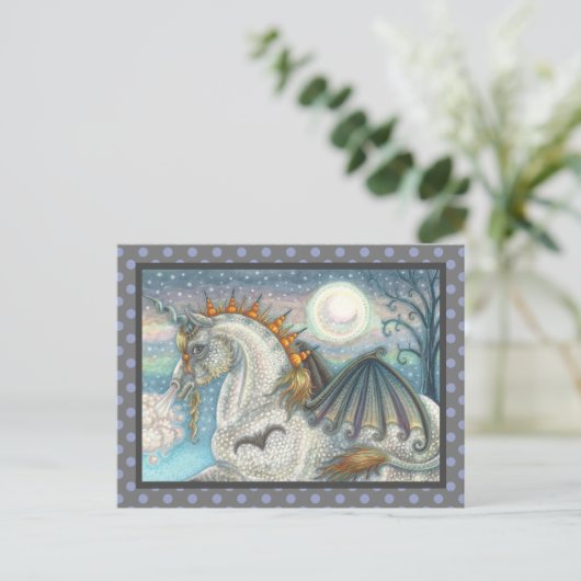 GOTHIC HALLOWEWEWEN UNICORN MIT BAT WINGS, HORSE POSTKARTE (Stehend Vorderseite)