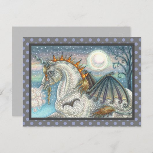 GOTHIC HALLOWEWEWEN UNICORN MIT BAT WINGS, HORSE POSTKARTE (Vorne/Hinten)