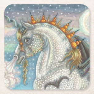 GOTHIC HALLOWEWEWEN UNICORN MIT BAT WINGS, HORSE RECHTECKIGER PAPPUNTERSETZER