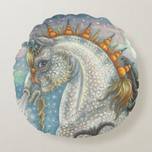 GOTHIC HALLOWEWEWEN UNICORN MIT BAT WINGS, HORSE RUNDES KISSEN