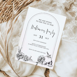 Gothic hand gezeichnete Blume Bogen Halloween-Part Einladung