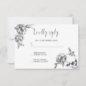 Gothic Hand gezeichnete Blume Skull-RSVP-Karte RSVP Karte (Vorderseite)