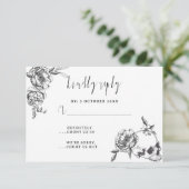 Gothic Hand gezeichnete Blume Skull-RSVP-Karte RSVP Karte (Stehend Vorderseite)