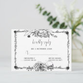 Gothic Hand gezeichnete Blume Skull-RSVP-Karte RSVP Karte (Stehend Vorderseite)