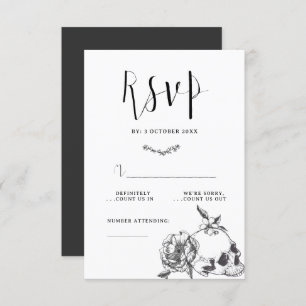 Gothic Hand gezeichnete Blume Skull-RSVP-Karte RSVP Karte