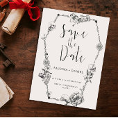 Gothic Hand gezeichnete Blume Skull Save the Date Einladung