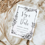 Gothic Hand gezeichnete Blume Skull Save the Date Einladung<br><div class="desc">Diese Save the Date Einladung wurde entworfen, um sich mit unserer Gothic Hand gezeichneten Floral Collection abzustimmen. Sie zeichnet sich durch einzigartige handgezeichnete Blume und Schädel aus. Geeignet für launische, dunkelgotische Hochzeitsthemen. Für eine erweiterte Anpassung dieses Designs, z.B. das Ändern des Layouts, des Schriftartes oder der Textgröße, klicken Sie bitte...</div>