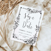 Gothic Hand gezeichnete Blume Skull Save the Date Einladung