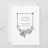 Gothic Hand gezeichnete Blume Skull Save the Date Einladung (Rückseite)