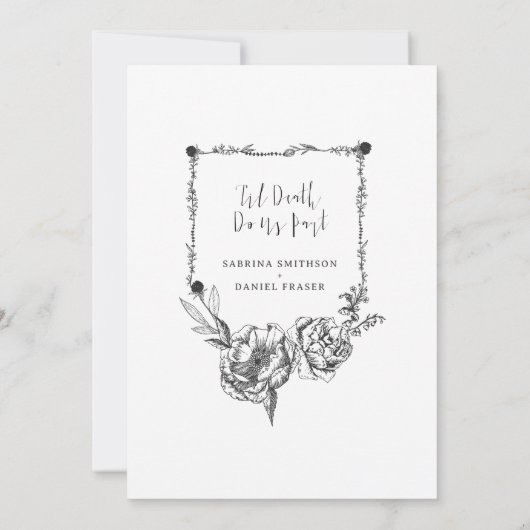 Gothic Hand gezeichnete Blume Skull Save the Date Einladung (Rückseite)