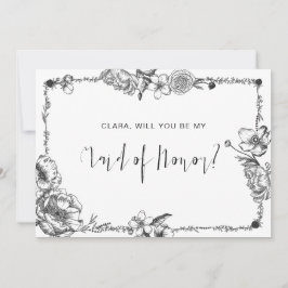 Gothic Hand gezogene Blume Hochzeitskarte Einladung