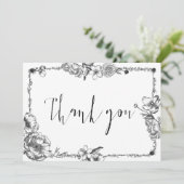 Gothic Hand gezogene Blume Hochzeitskarte Einladung (Stehend Vorderseite)