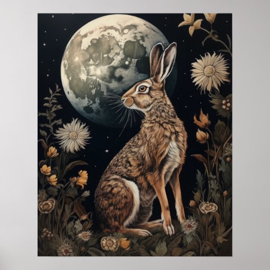 Gothic Hare and Moon Art Print Poster (Vorne)