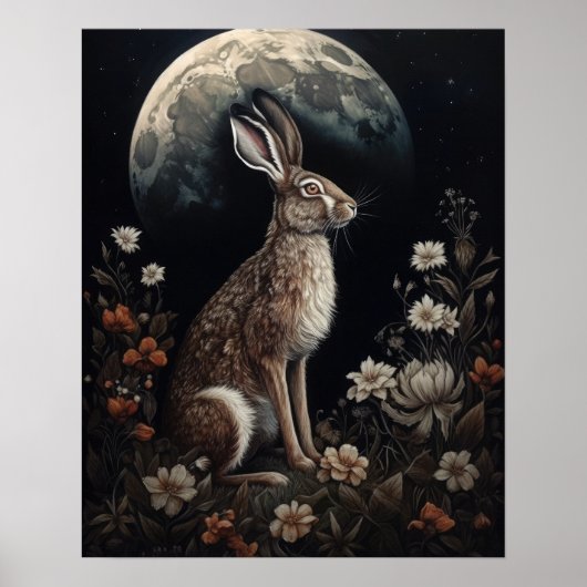 Gothic Hare and Moon Art Print Poster (Vorne)