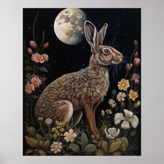 Gothic Hare and Moon Art Print Poster (Vorne)