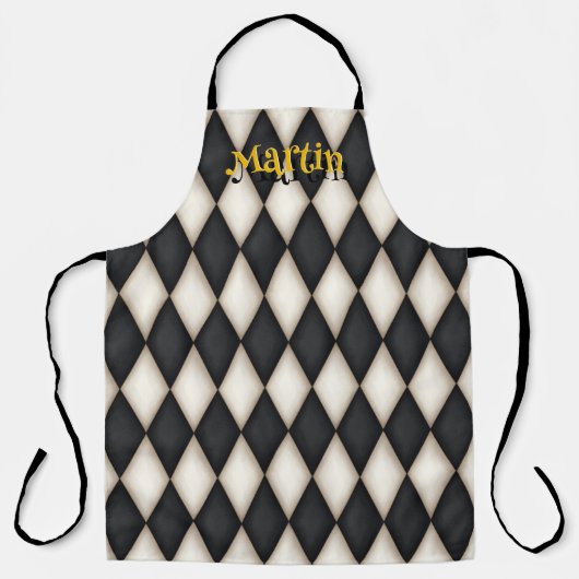 Gothic Harlequin Pattern Personalisierter Name Schürze (Vorderseite)