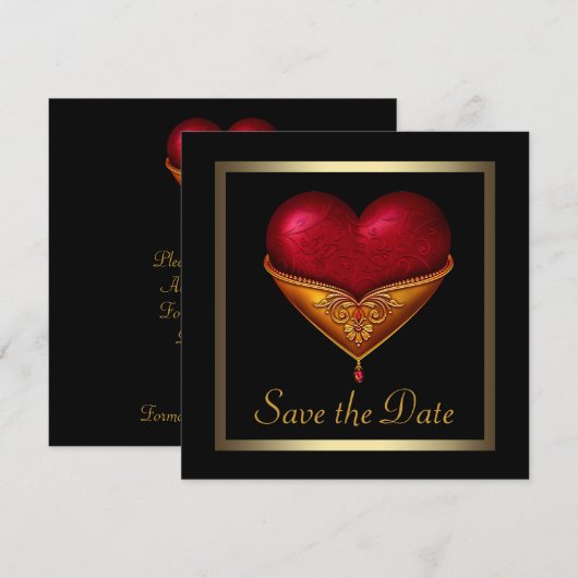 Gothic Heart Black Wedding Save the Date (Vorne/Hinten)