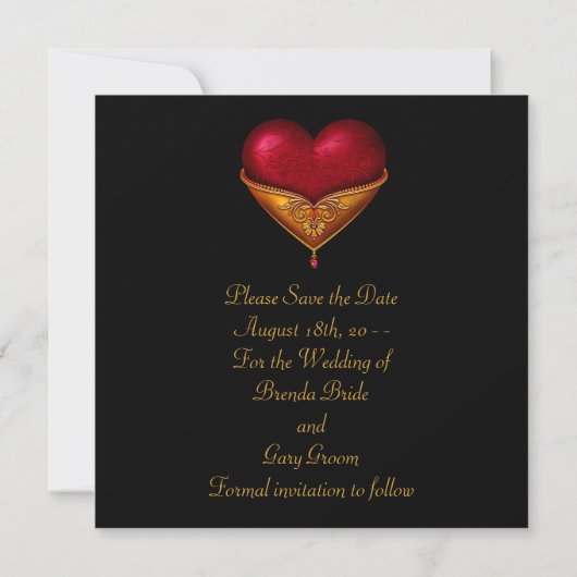 Gothic Heart Black Wedding Save the Date (Rückseite)