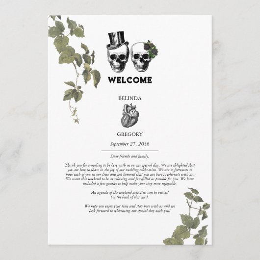 Gothic Heart Floral Skull Hochzeitreise Programm (Vorderseite)