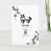 Gothic Heart Floral Skull Hochzeitsorden Programm (Vorderseite)