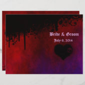 Gothic Heart Folded Wedding Programm (Vorne/Hinten)