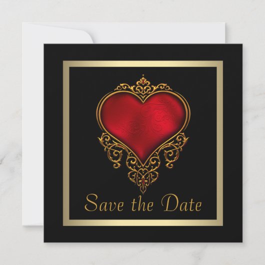 Gothic Heart Gold Gorthic Wedding Save the Date (Vorderseite)