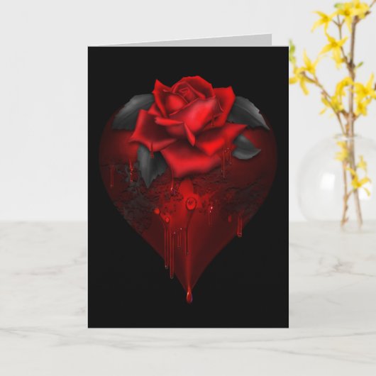 Gothic Heart Karte (Gelbe Blume)