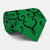 Gothic Heart-Neck Tie Green & Black 2 Krawatte (Gerollt)
