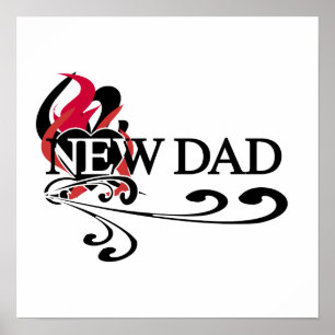 Gothic Heart New Dad T - Shirt und Geschenke Poster