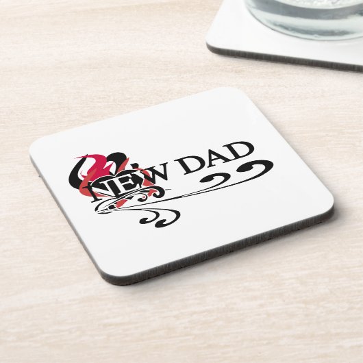 Gothic Heart New Dad T - Shirt und Geschenke Untersetzer (Linke Seite)