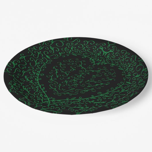 Gothic Heart Paper Plate Green & Black 2 Pappteller (Schrägansicht)