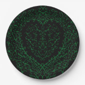 Gothic Heart Paper Plate Green & Black 2 Pappteller (Vorderseite)