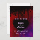 Gothic Heart Save the Date Postcard Ankündigungspostkarte (Vorne/Hinten)