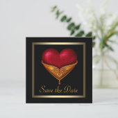 Gothic Heart Schwarze Hochzeit Save The Date (Stehend Vorderseite)
