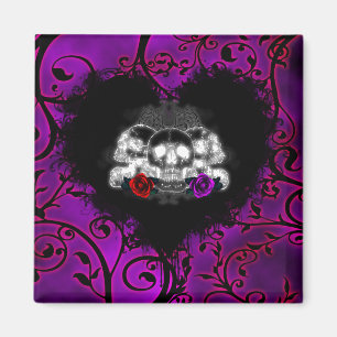 Gothic Heart Skulls und Rose Magnet