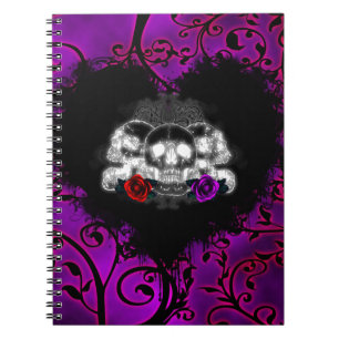 Gothic Heart Skulls und Rose Notizblock