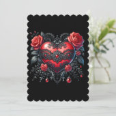 Gothic Heart Valentine Flat Grußkarte Feiertagskarte (Stehend Vorderseite)