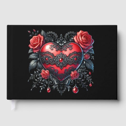 Gothic Heart Valentine Guest Book Gästebuch (Vorderseite)